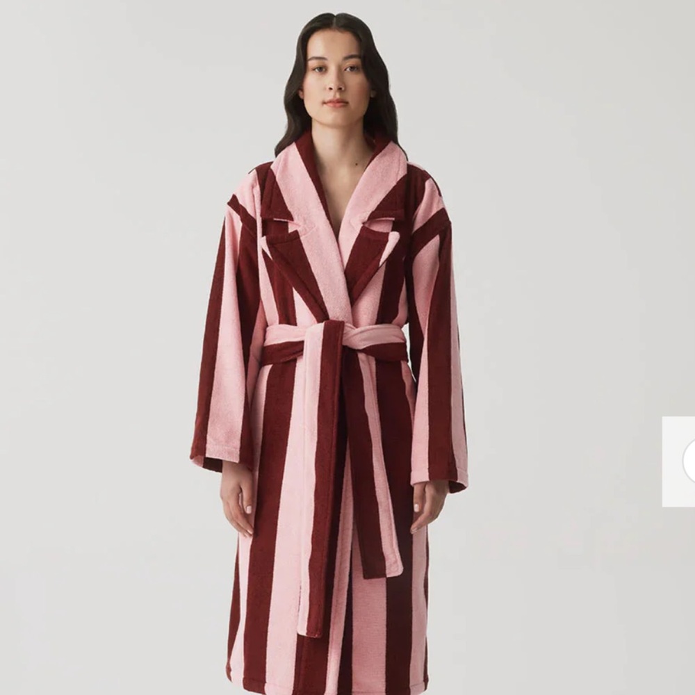 Luxurious Pink and Brown Striped Women's Robe